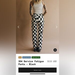 304 Service Fatigue Pants P&Co- Black Checkerboard UK 16 NWT